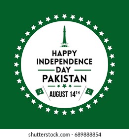 Celebrating Pakistan Independence Day creative vector illustration. August 14th pakistan independence greetings and wishes with creative typography. 