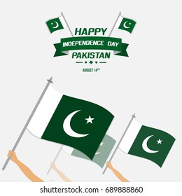 Celebrating Pakistan Independence Day creative vector illustration. August 14th pakistan independence greetings and wishes with creative typography. 