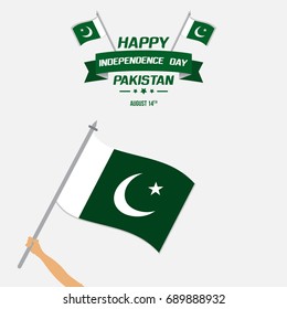 Celebrating Pakistan Independence Day creative vector illustration. August 14th pakistan independence greetings and wishes with creative typography. 