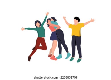 Celebrating people illutrations. Collection of scenes with men and women happy celebrating event or ceremony.