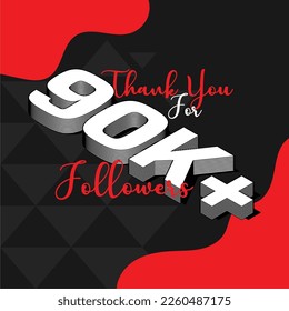 celebrando un post para 90k, 9000 suscriptores o seguidores en medios sociales o cualquier plataforma digital con afiche de portada de pancartas con videos abstractos en 3d