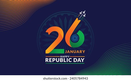 Celebrating Republic day of India, Happy republic Day, 26th January, Web Banner, digital ad, logo, mnemonic, template