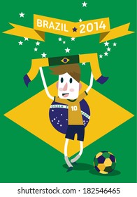 Celebrating Soccer Game. Brazil 2014. vector