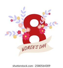 Celebrating Strength and Love on International Women's Day. Flat Illustration