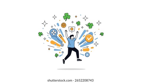 Celebrando o Sucesso e as Conquistas com Excitação e Expressões Alegres de Triunfo