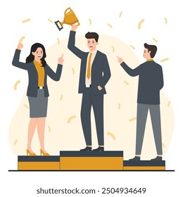Celebrating success concept Flat design vector illustration 