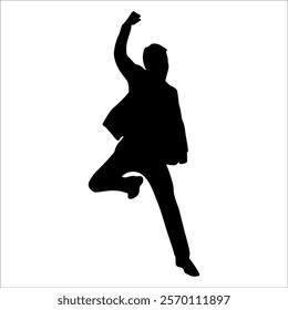Celebrating success or Enjoying Silhouette vector