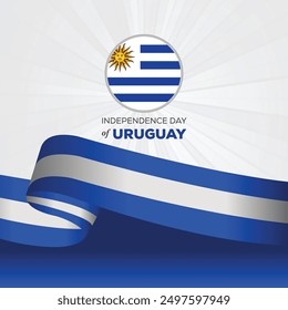 Celebrating Uruguay Independence Day. Abstract waving flag on Gray background