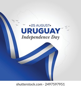 Celebrating Uruguay Independence Day. Abstract waving flag on Gray background