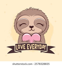 Celebrating valentines day sloth love valentines graphic design