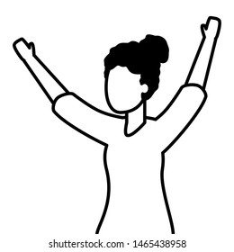 celebrating woman with arms up vector illustration