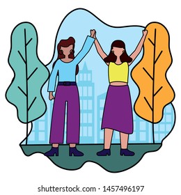 celebrating women in the city park vector illustration