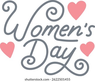 Celebrating Women's Day with hearts and elegant typography. in flat color style