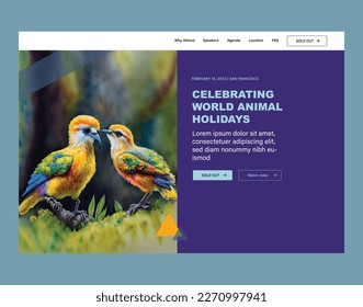 celebrating world animal holidays, animals, birds, forest, photography, flat illustrations, uiux illustrations, web, app, animal web, yellow, green,wildlife,fauna