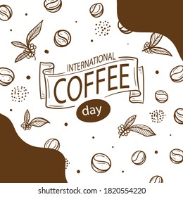 Celebración del diseño de arte vectorial del Día Mundial del Café