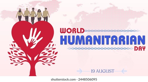 Celebrating World Humanitarian Day, 19 August. Campaign or celebration banner