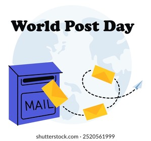 Celebrating World Post Day with a colorful representation of mail delivery and global connection