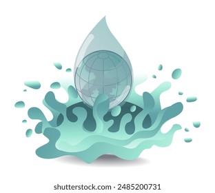 Celebrating World Water Day flat illustration
