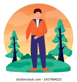 celebrating young man in the outdoors vector illustration