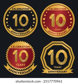 Celebration 10 Year Anniversary - Gold Seals, 4 Variations, Ruby and Transparent Seals