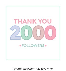 celebration 2000 subscribers template for social media. 2k followers thank you