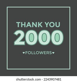 celebration 2000 subscribers template for social media. 2k followers thank you