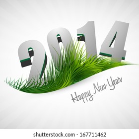 Celebration 2014 happy new year holiday card for grass wave design vector