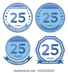 Celebration 25 Years Anniversary - Blue Seals, 4 Variations, Blue and Transparent Seals.