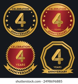 Celebration 4 Year Anniversary - Gold Seals, 4 Variations, Ruby and Transparent Seals.