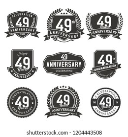 Celebration 49 years anniversary retro badge and labels vector