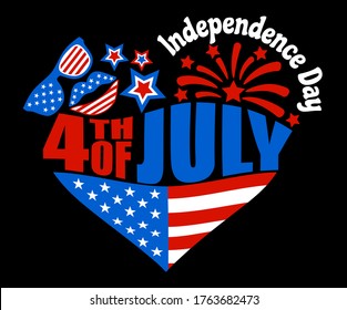 Celebration of 4th of July USA Independence Day t-shirt design. Designed in Stars and Stripes