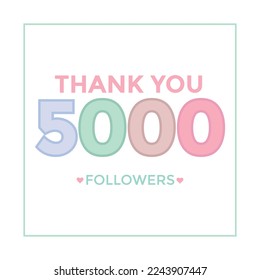 celebration 5000 subscribers template for social media. 5k followers thank you