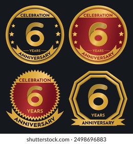 Celebration 6 Year Anniversary - Gold Seals, 4 Variations, Ruby and Transparent Seals.