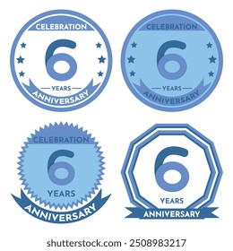 Celebration 6 Years Anniversary - Blue Seals, 4 Variations, Blue and Transparent Seals.