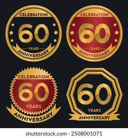 Celebration 60 Year Anniversary - Gold Seals, 4 Variations, Ruby and Transparent Seals.