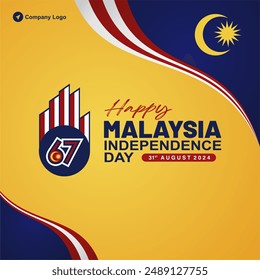 Celebration of 67th Malaysia Independence Day 2024 poster, banner, background, greeting card, template.Malaysia vector illustration