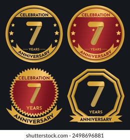 Celebration 7 Year Anniversary - Gold Seals, 4 Variations, Ruby and Transparent Seals.