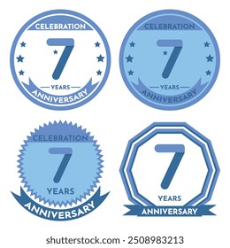 Celebration 7 Years Anniversary - Blue Seals, 4 Variations, Blue and Transparent Seals.