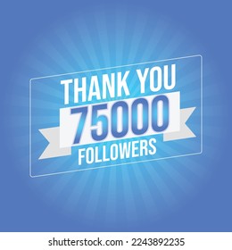 celebration 75000 subscribers template for social media. 75k followers thank you