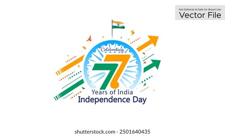 Celebration of 77 Years India Independence day. Indian growth and development concept.