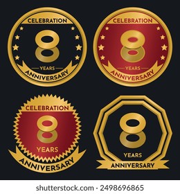 Celebration 8 Year Anniversary - Gold Seals, 4 Variations, Ruby and Transparent Seals.