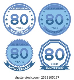 Celebration 80 Years Anniversary - Blue Seals, 4 Variations, Blue and Transparent Seals.