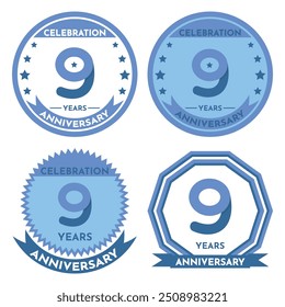 Celebration 9 Years Anniversary - Blue Seals, 4 Variations, Blue and Transparent Seals.