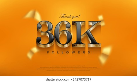 Celebration of achieving 36k followers, posters, banners, social media post design vector premium backgrounds.
