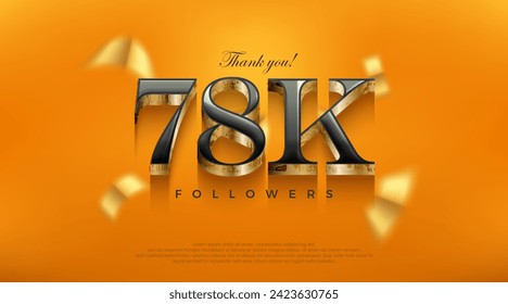 Celebration of achieving 78k followers, posters, banners, social media post design vector premium backgrounds.