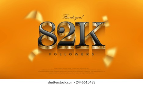 Celebration of achieving 82k followers, posters, banners, social media post design vector premium backgrounds.