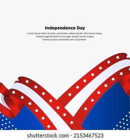 celebration of american independence day design with wavy flag and star vector
