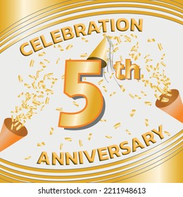 Celebration Anniversary 5 Years with Golden Confetti