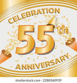 Celebration Anniversary 55 Years with Golden Confetti