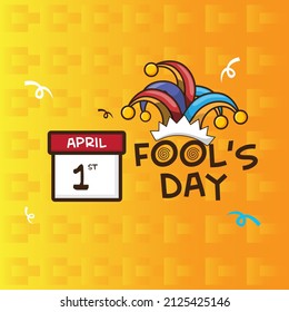 Celebration april fools day with doodle style. april fools day background with calender and hat vector illustration 